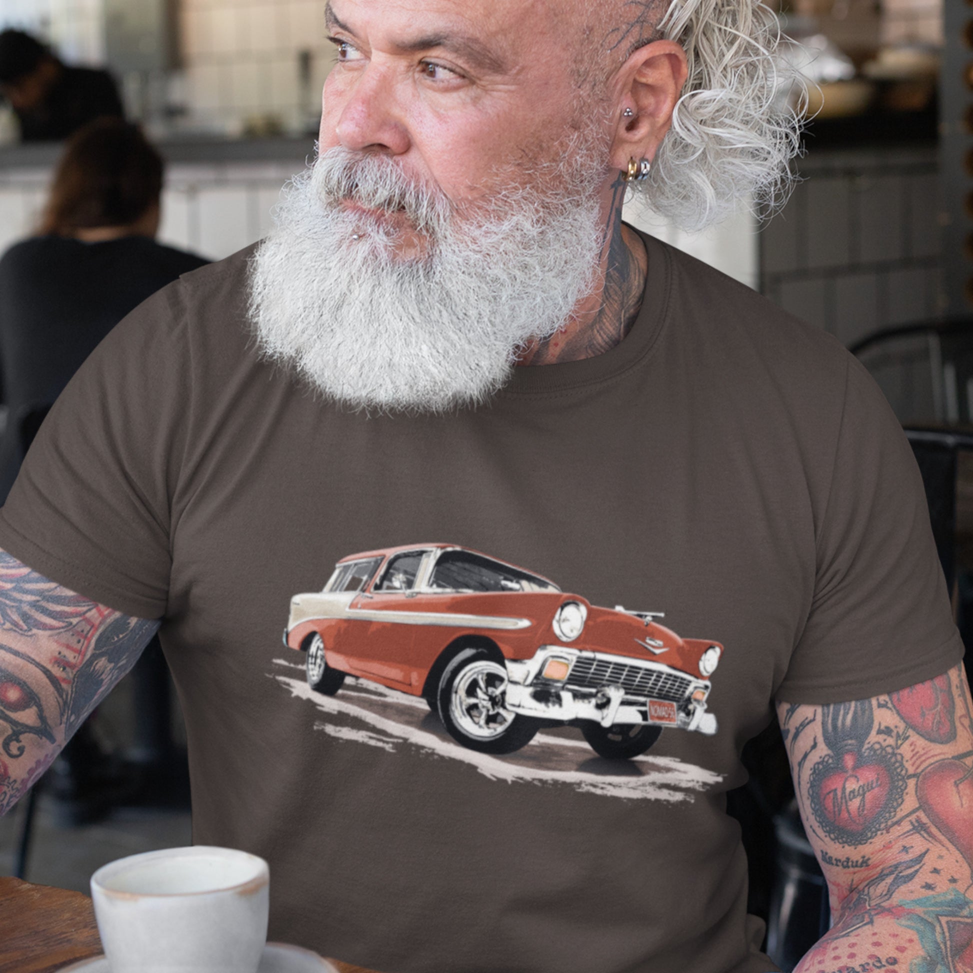 Classic Car Shirt featuring a bronze 56 Chevrolet Bel Air Nomad, 1956 Chevy on Unisex t-shirt