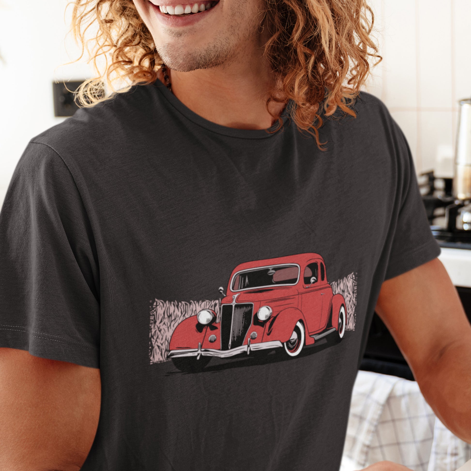 Classic Car Shirt featuring 1936 Ford Coupe, Unisex Jersey Tee 36 Red Ford 5 Window Hot Rod