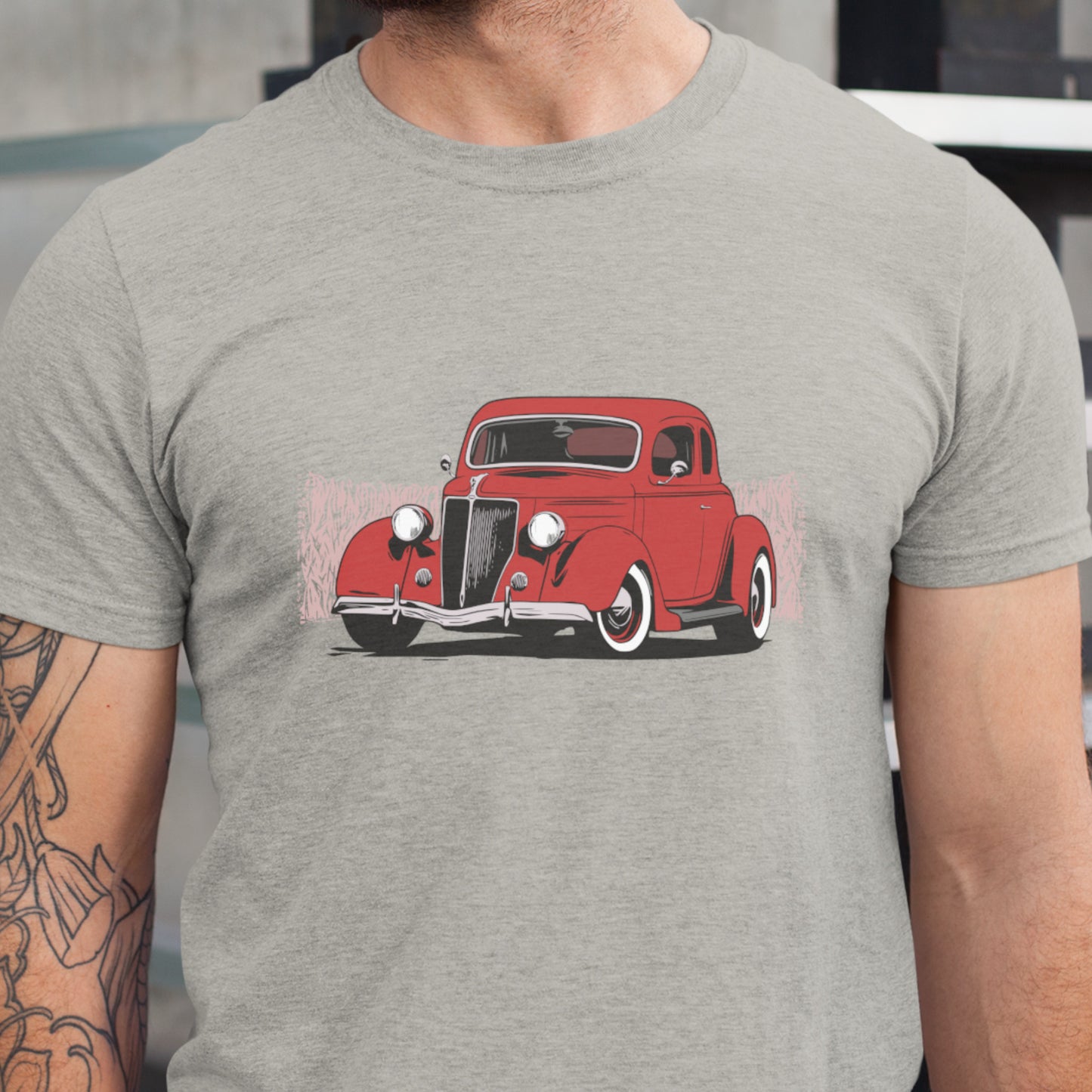 Classic Car Shirt featuring 1936 Ford Coupe, Unisex Jersey Tee 36 Red Ford 5 Window Hot Rod