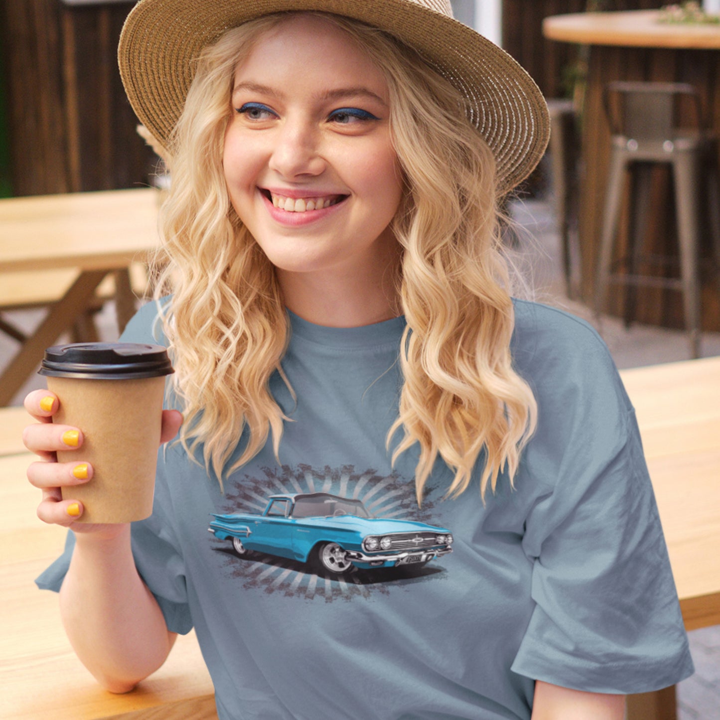 Classic truck shirt featuring Blue 1960 Chevy El Camino - Unisex Jersey Tee with 60 Chevrolet Truck