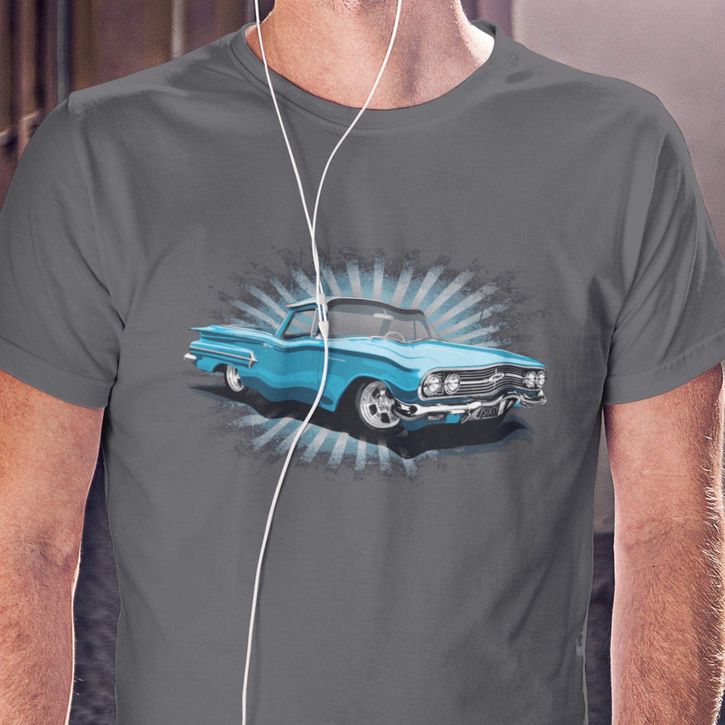 Classic truck shirt featuring Blue 1960 Chevy El Camino - Unisex Jersey Tee with 60 Chevrolet Truck