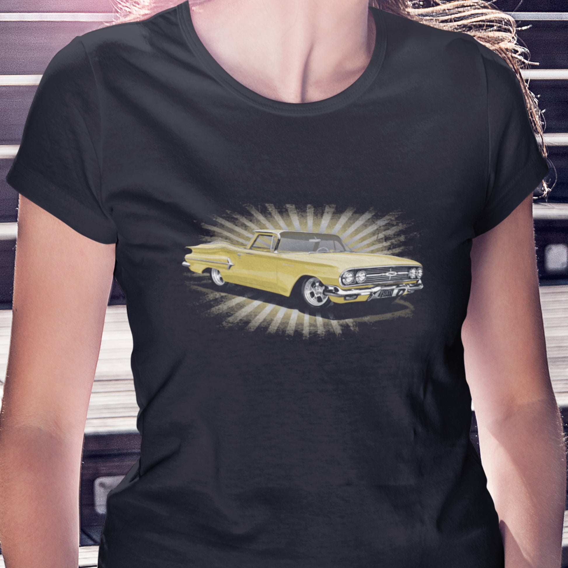 Classic truck shirt featuring Yellow 1960 Chevy El Camino - Unisex Jersey Tee with 60 Chevrolet Truck