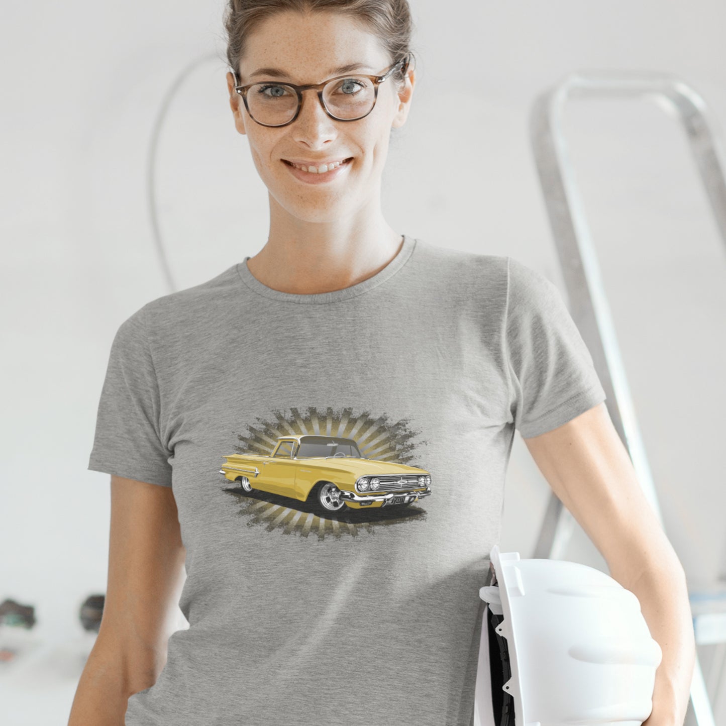 Classic truck shirt featuring Yellow 1960 Chevy El Camino - Unisex Jersey Tee with 60 Chevrolet Truck