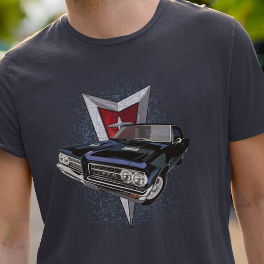 Classic car shirt featuring blue 64 Pontiac GTO - Unisex T-shirt - 1964 muscle car