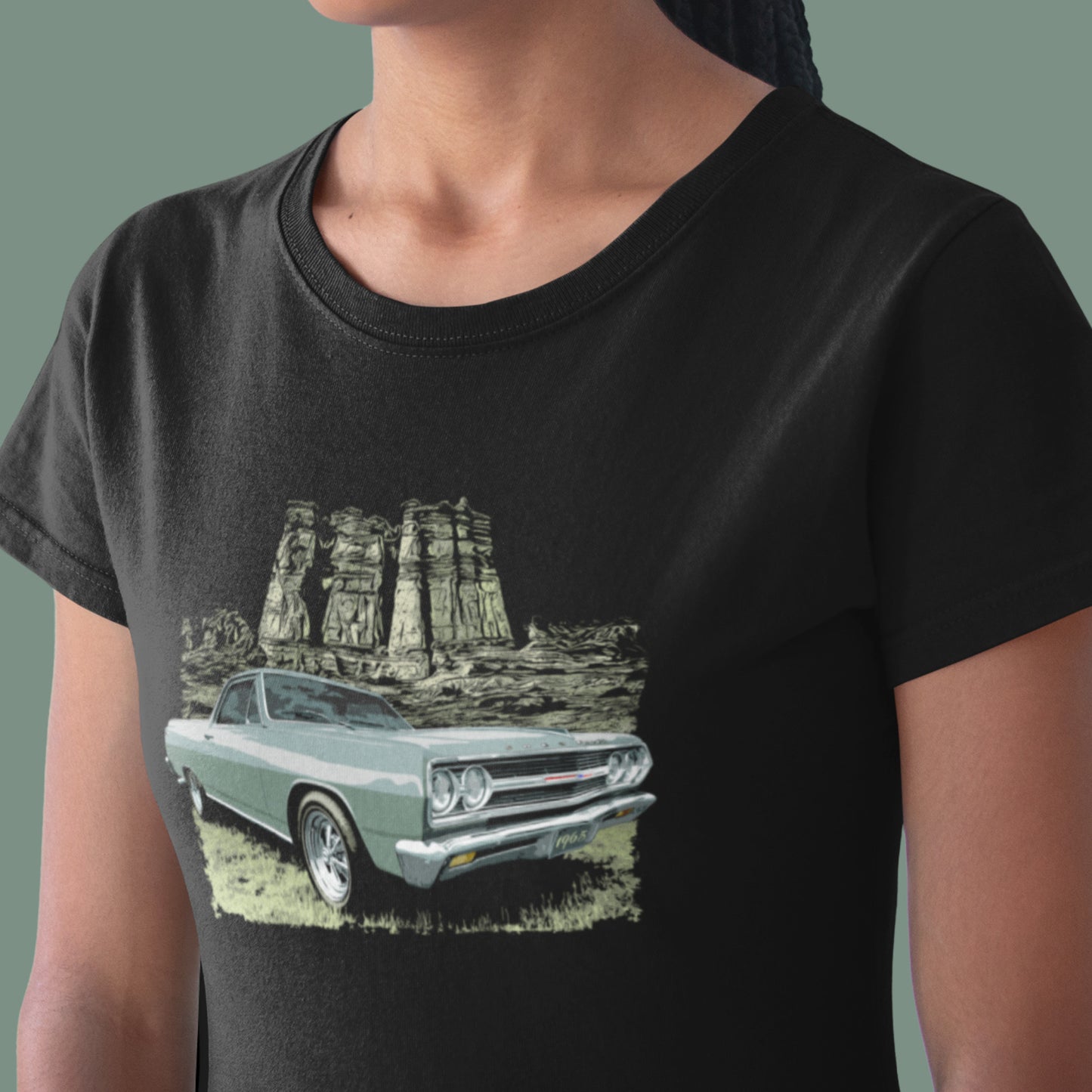 Classic car shirt featuring 65 El Camino - Unisex T-shirt - Mosport Green 1965 Chevy truck