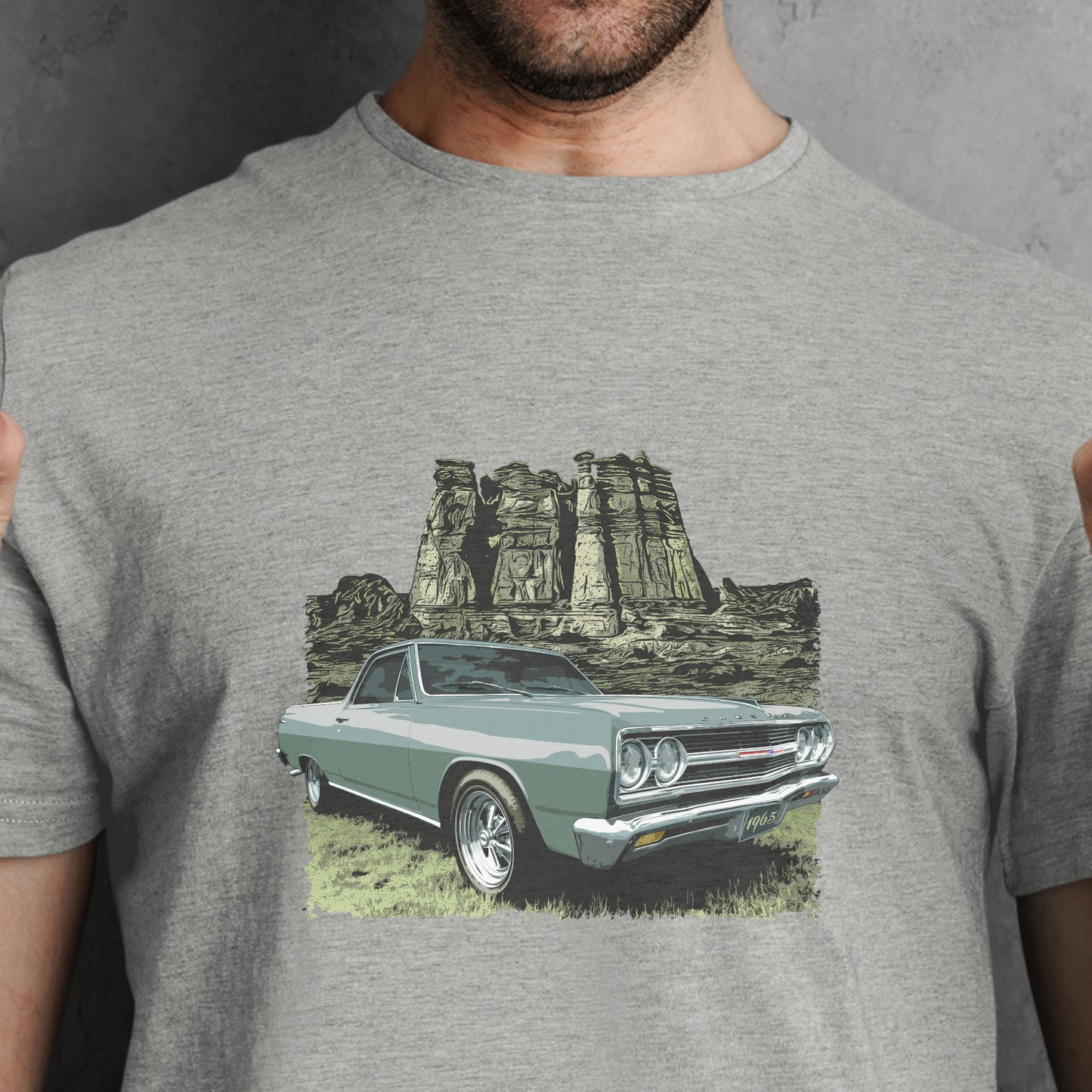 Classic car shirt featuring 65 El Camino - Unisex T-shirt - Mosport Green 1965 Chevy truck