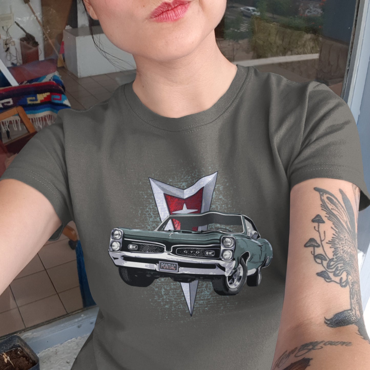 Classic car shirt featuring green 67 Pontiac GTO - Unisex T-shirt - 1967 muscle car