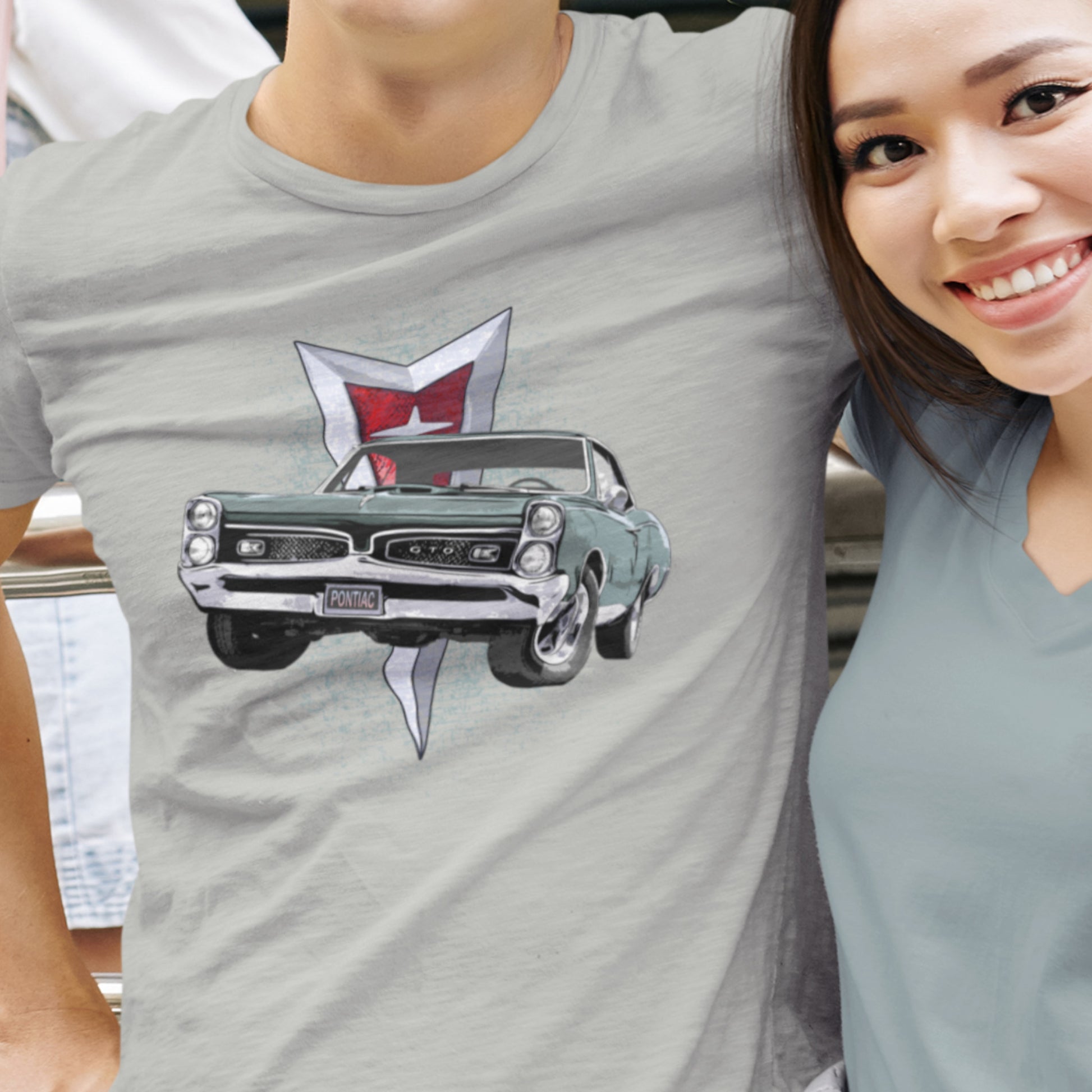 Classic car shirt featuring green 67 Pontiac GTO - Unisex T-shirt - 1967 muscle car