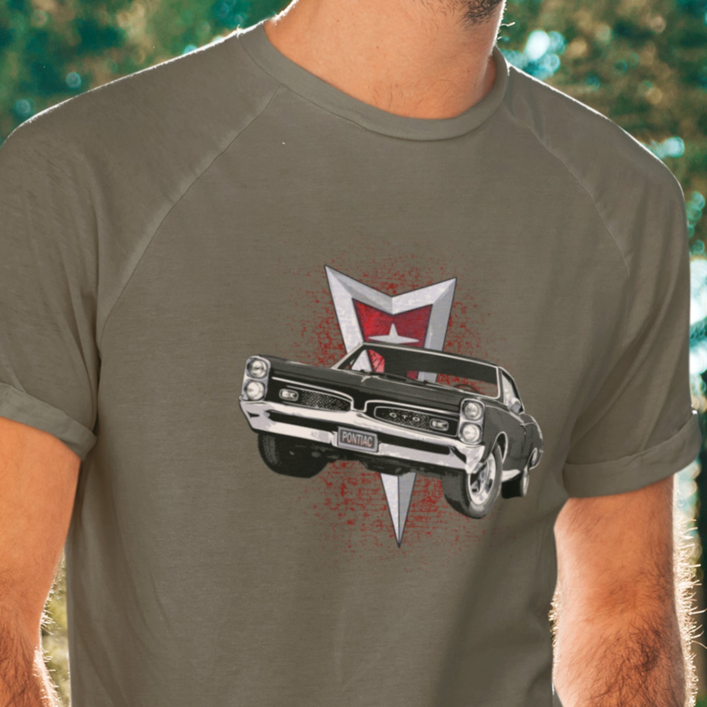 Classic car shirt featuring black 1967 GTO - Unisex T-shirt - 67 Pontiac muscle car