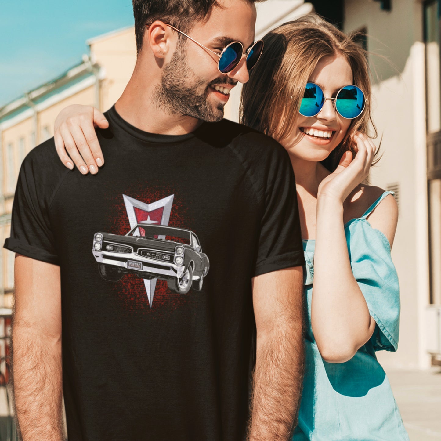 Classic car shirt featuring black 1967 GTO - Unisex T-shirt - 67 Pontiac muscle car