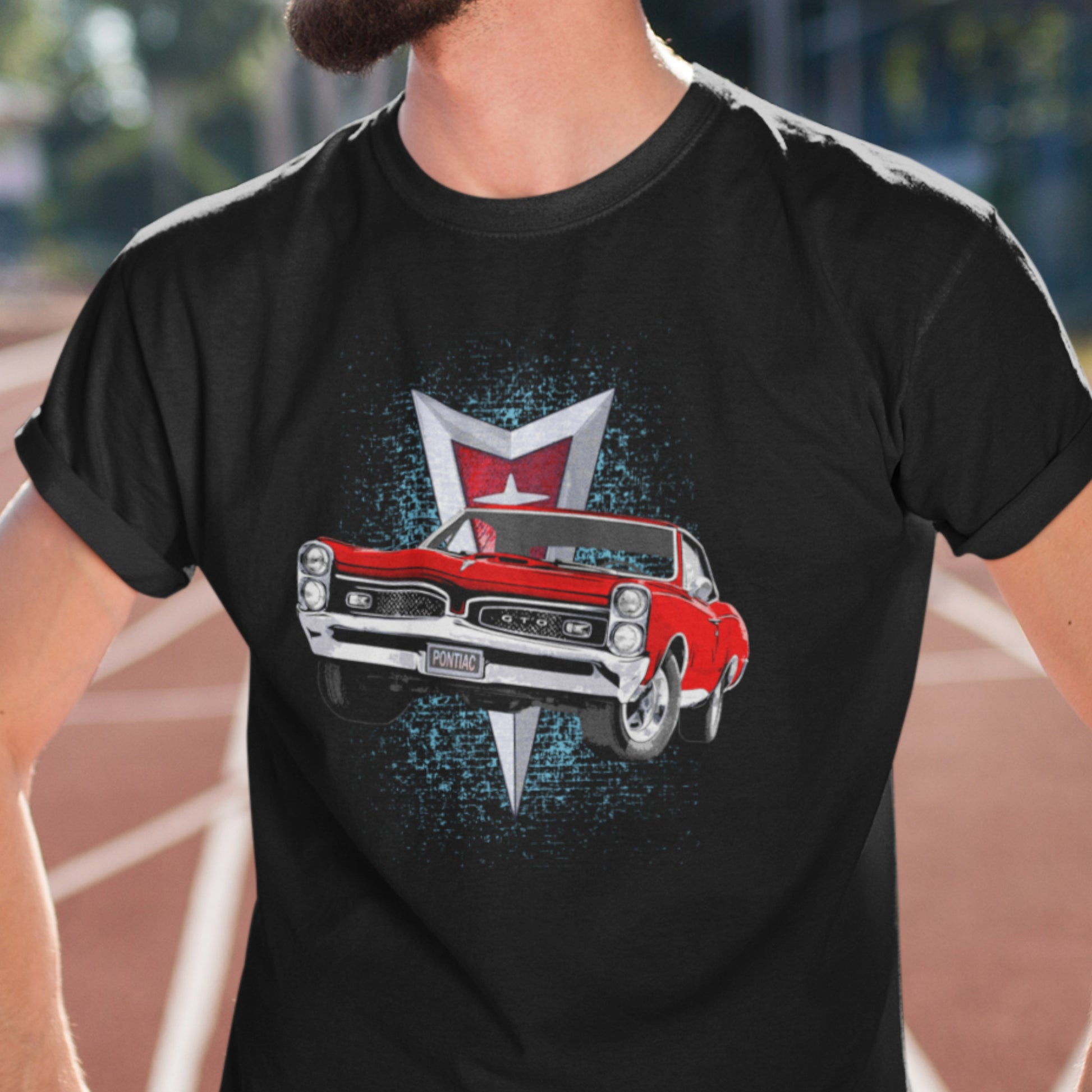 Classic car shirt featuring red 67 Pontiac GTO - Unisex T-shirt - 1967 muscle car