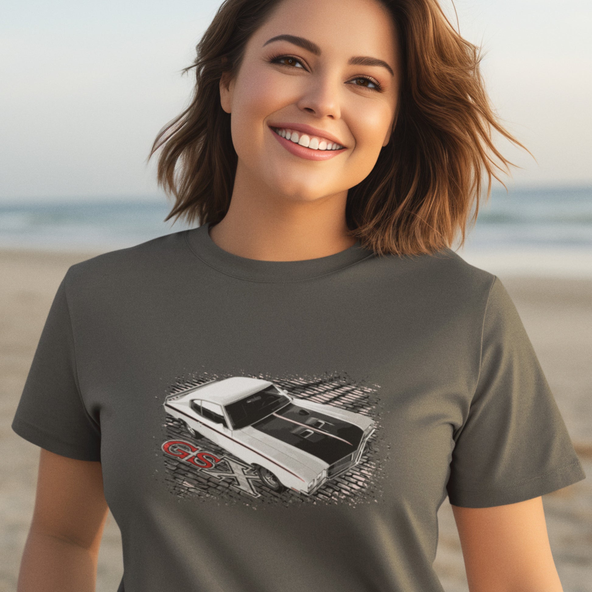 Muscle Car Unisex Shirt featuring a White 70 Buick GSX, 1970 American Muscle