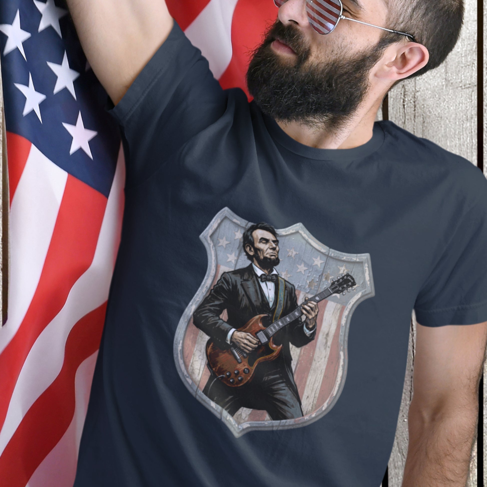 Abe Lincoln with Guitar Unisex classic tee | July 4th America 250