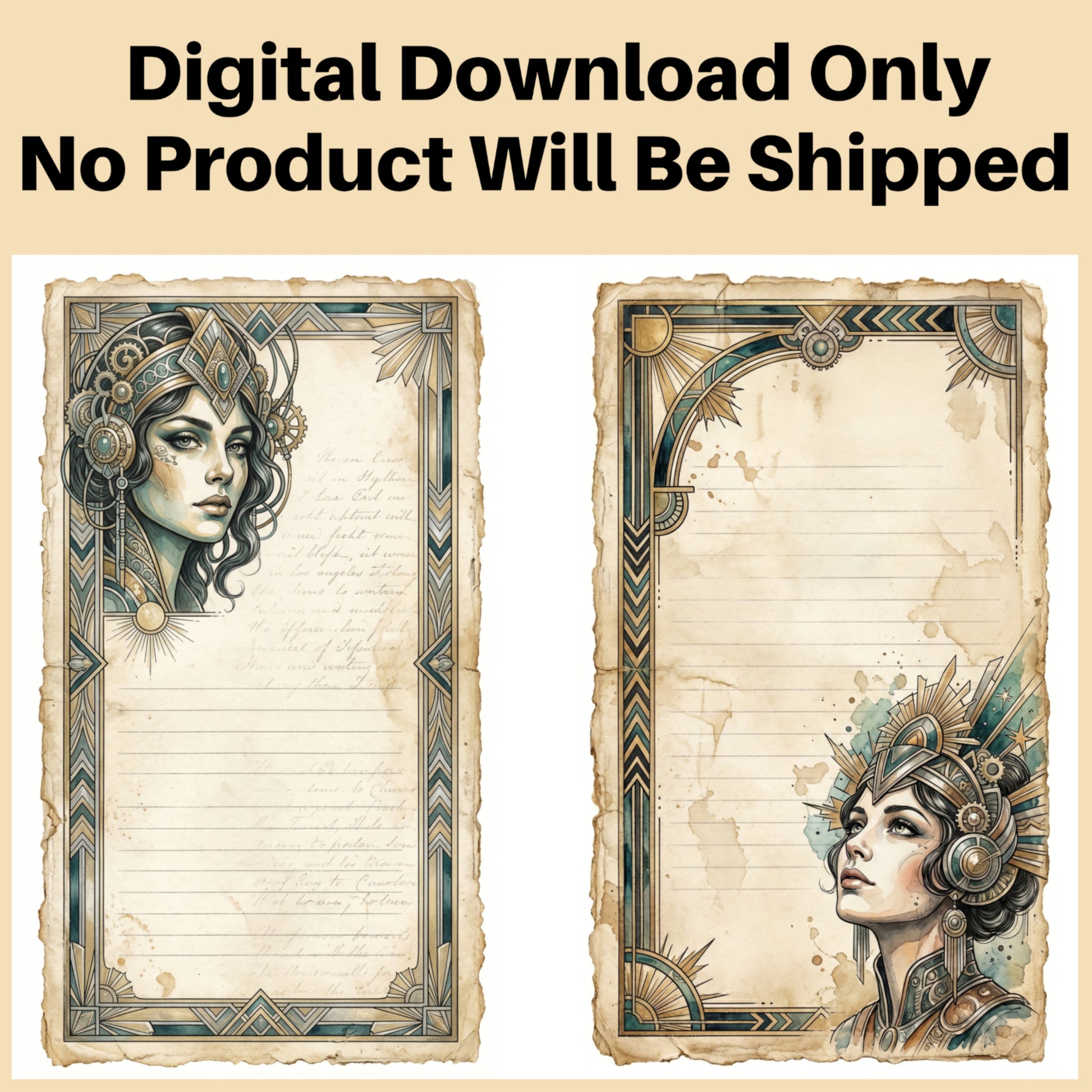 Art Deco Sci-Fi Junk Journal Pages, Retro-Futurism Printable Collection, Digital Download