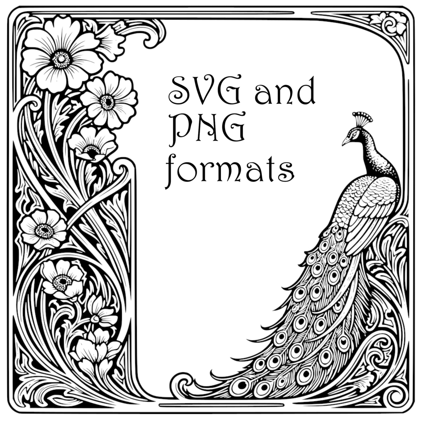 Exotic Birds Page Borders - Vintage Clipart, SVG, PNG (Digital Download), Peacock, Parrot, Cockatoo, more