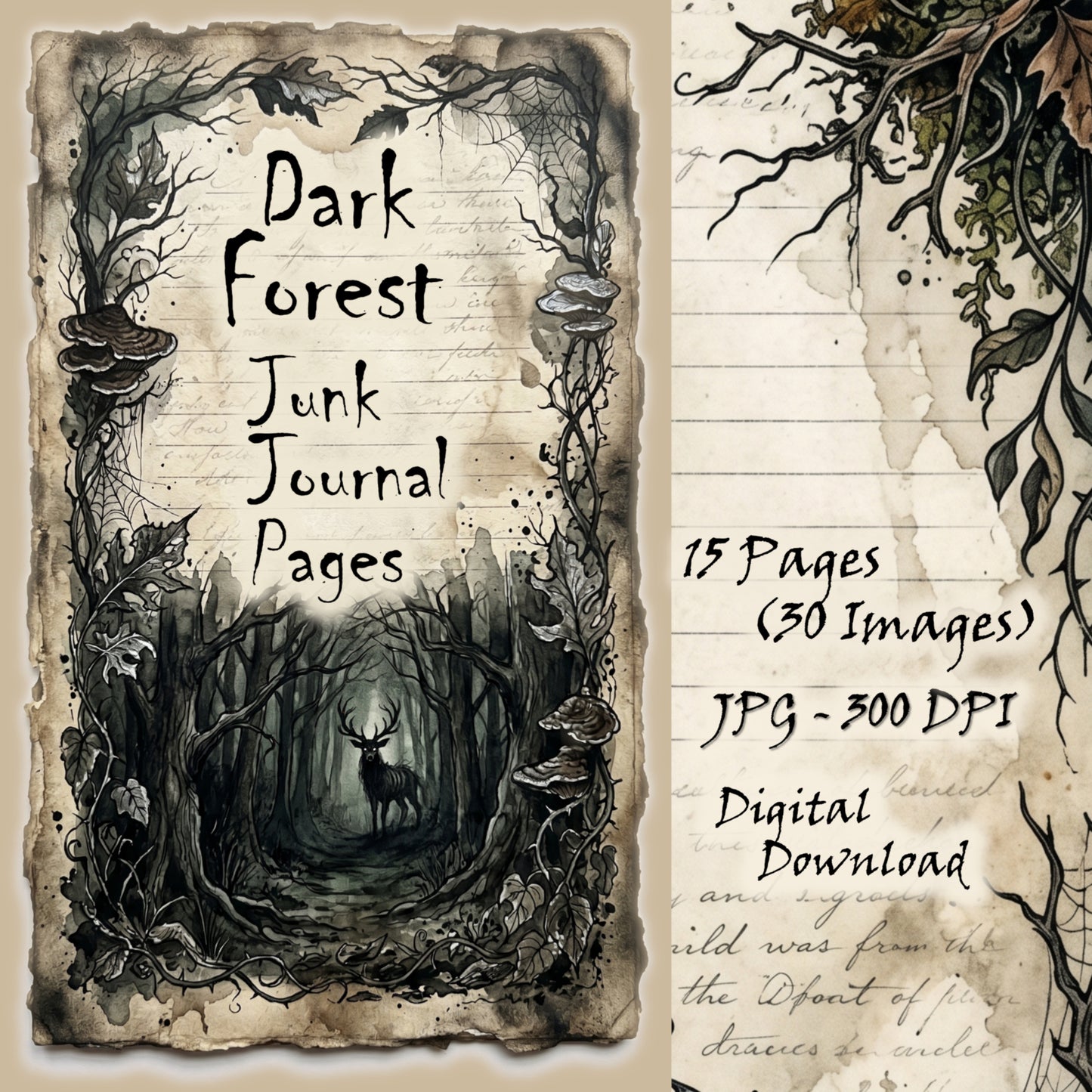 Dark Forest — Gothic Nature Junk Journal Printable Pages