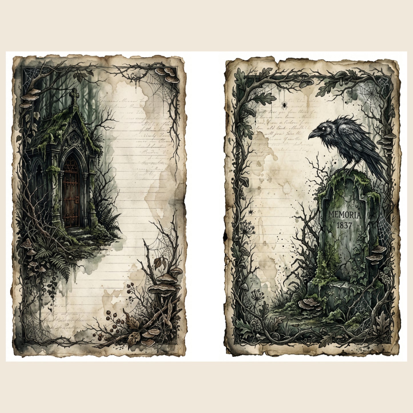 Dark Forest — Gothic Nature Junk Journal Printable Pages