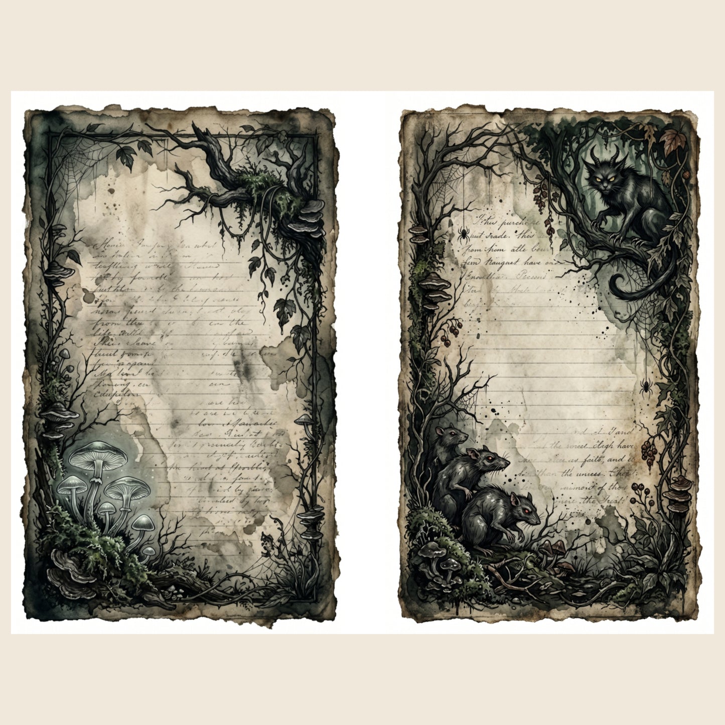 Dark Forest — Gothic Nature Junk Journal Printable Pages