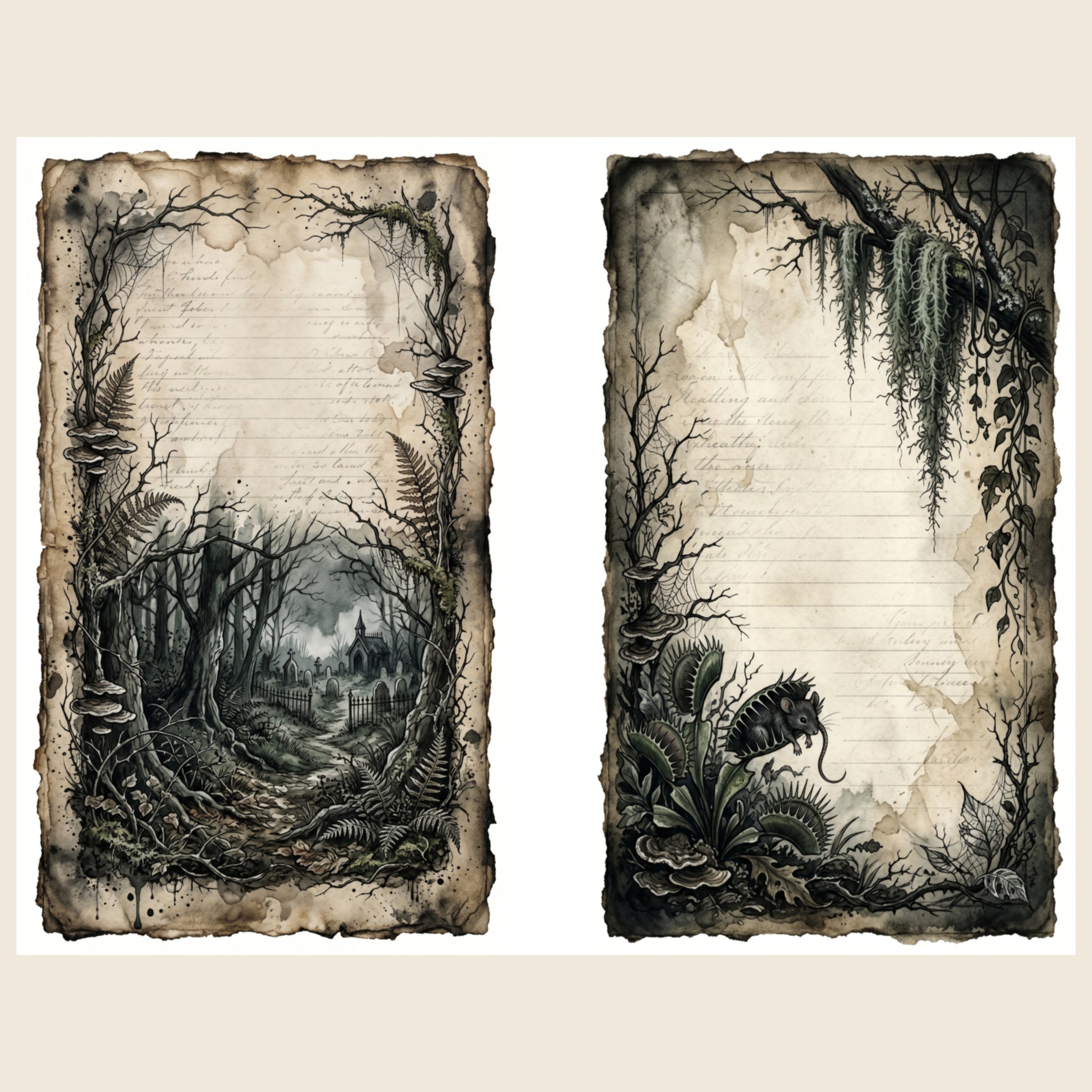 Dark Forest — Gothic Nature Junk Journal Printable Pages