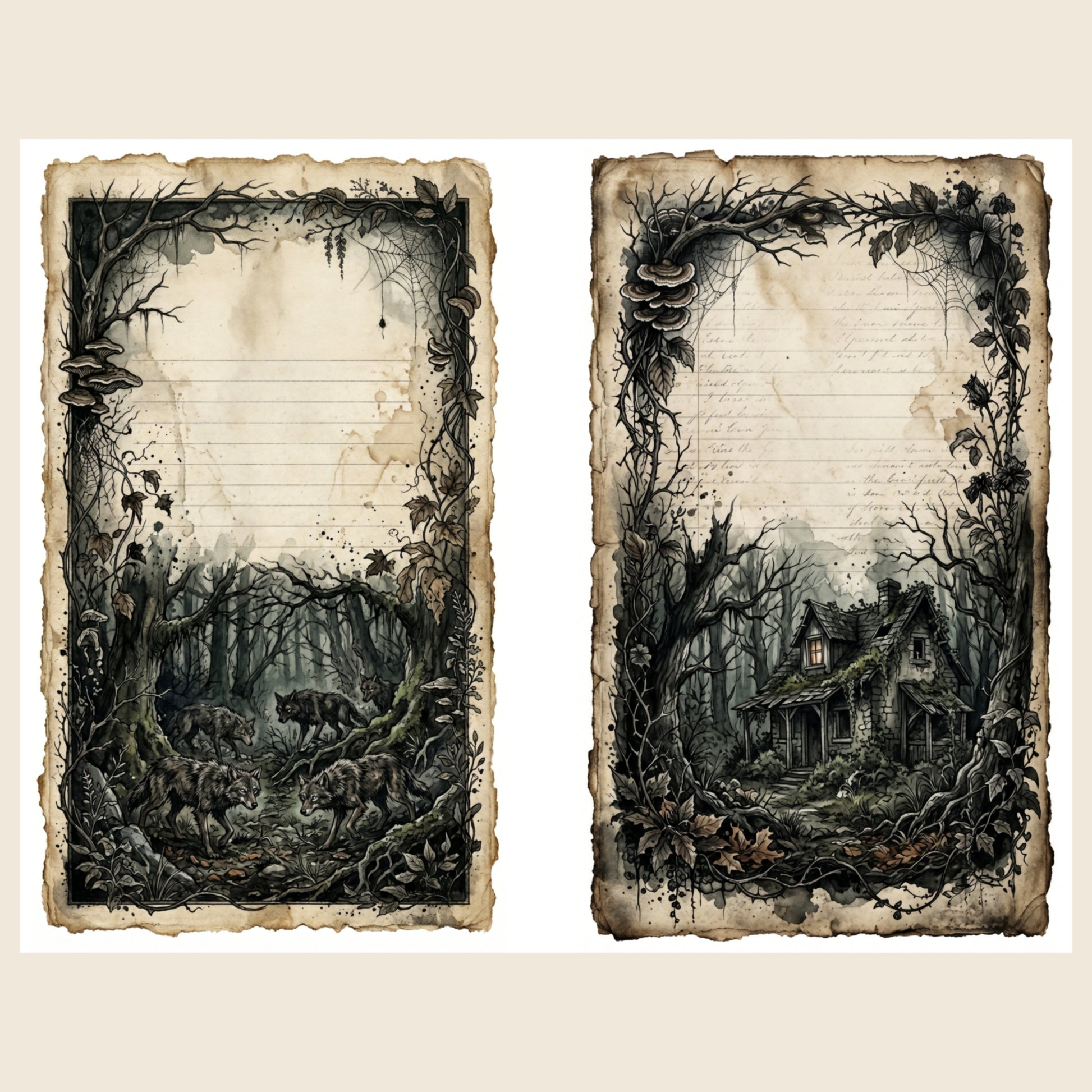 Dark Forest — Gothic Nature Junk Journal Printable Pages