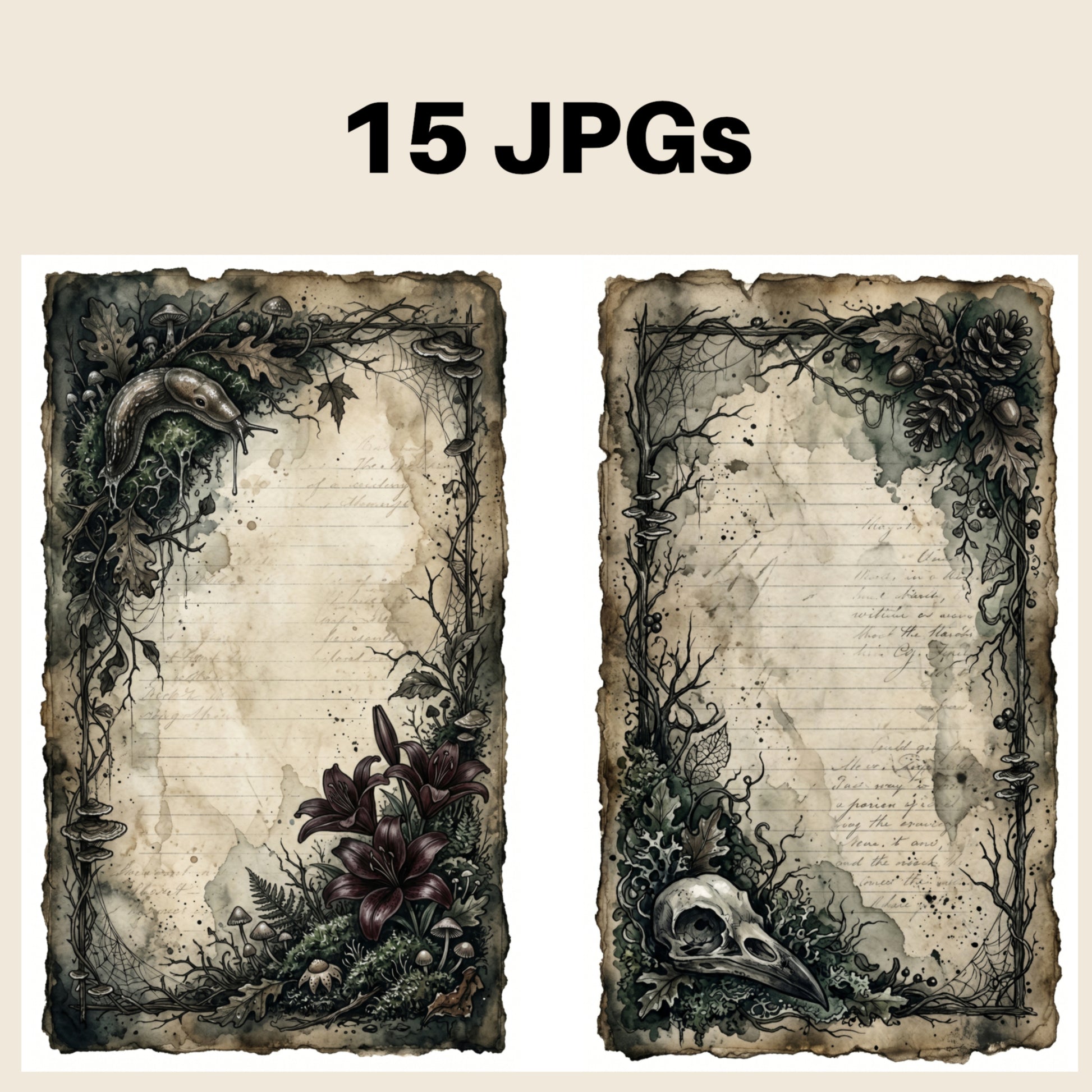 Dark Forest — Gothic Nature Junk Journal Printable Pages