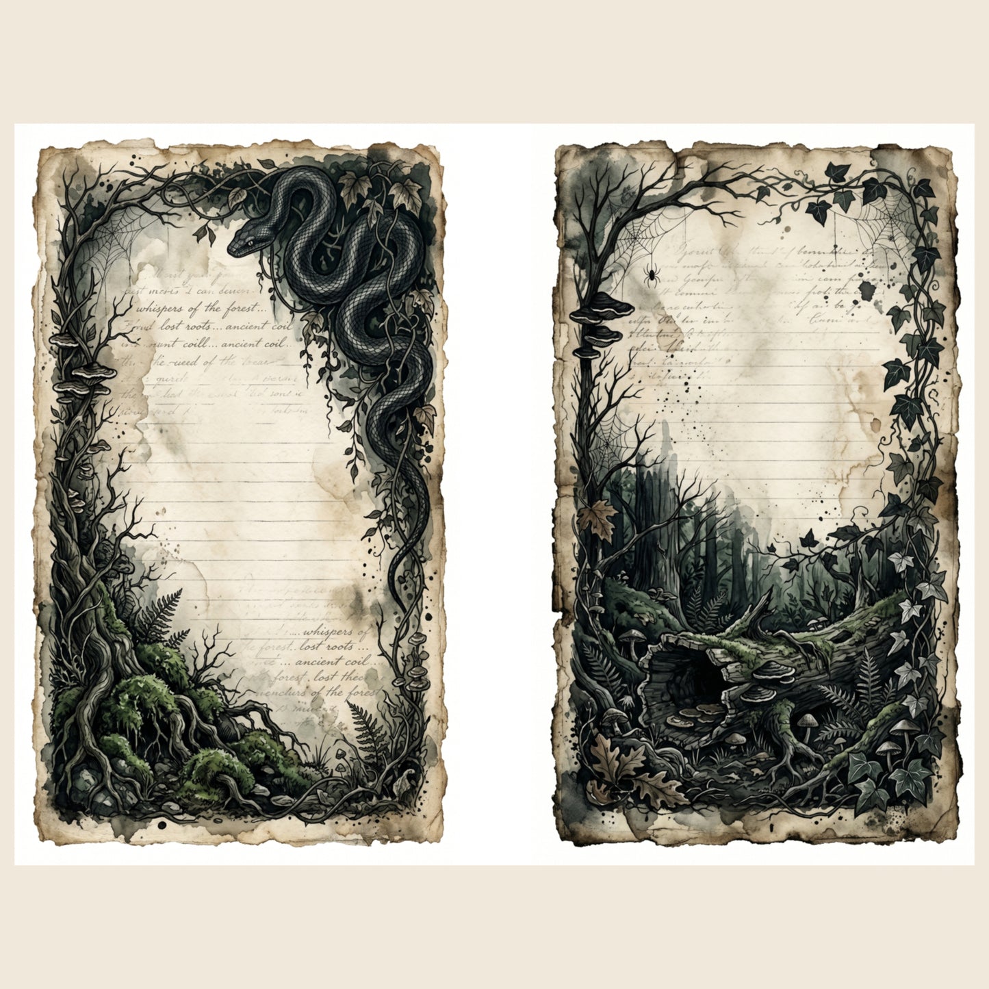 Dark Forest — Gothic Nature Junk Journal Printable Pages