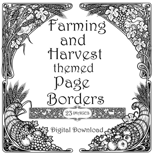 Farming and Harvest-themed Border Frames - Vintage Clipart, SVG, PNG (Digital Download)

