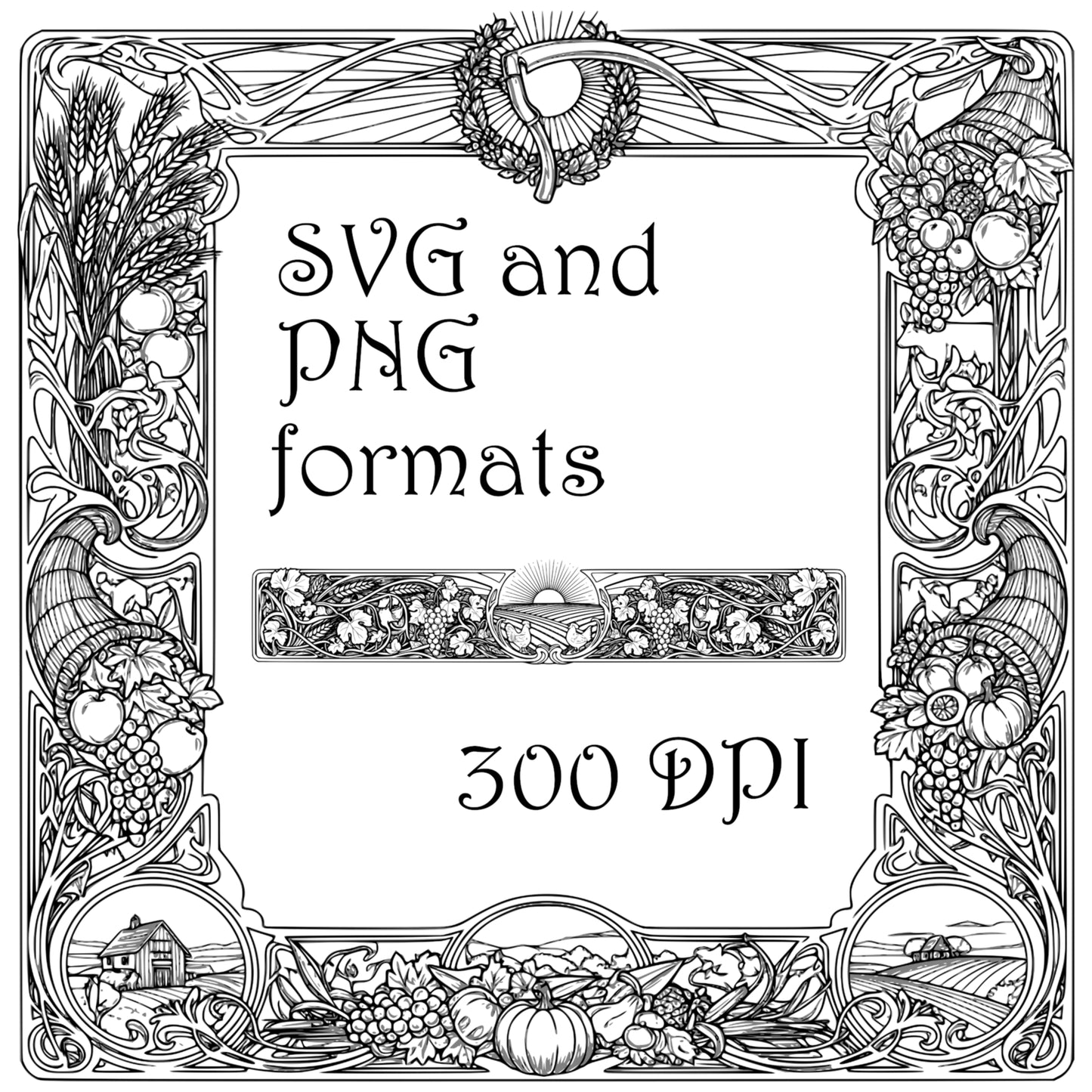 Farming and Harvest-themed Border Frames - Vintage Clipart, SVG, PNG (Digital Download)
