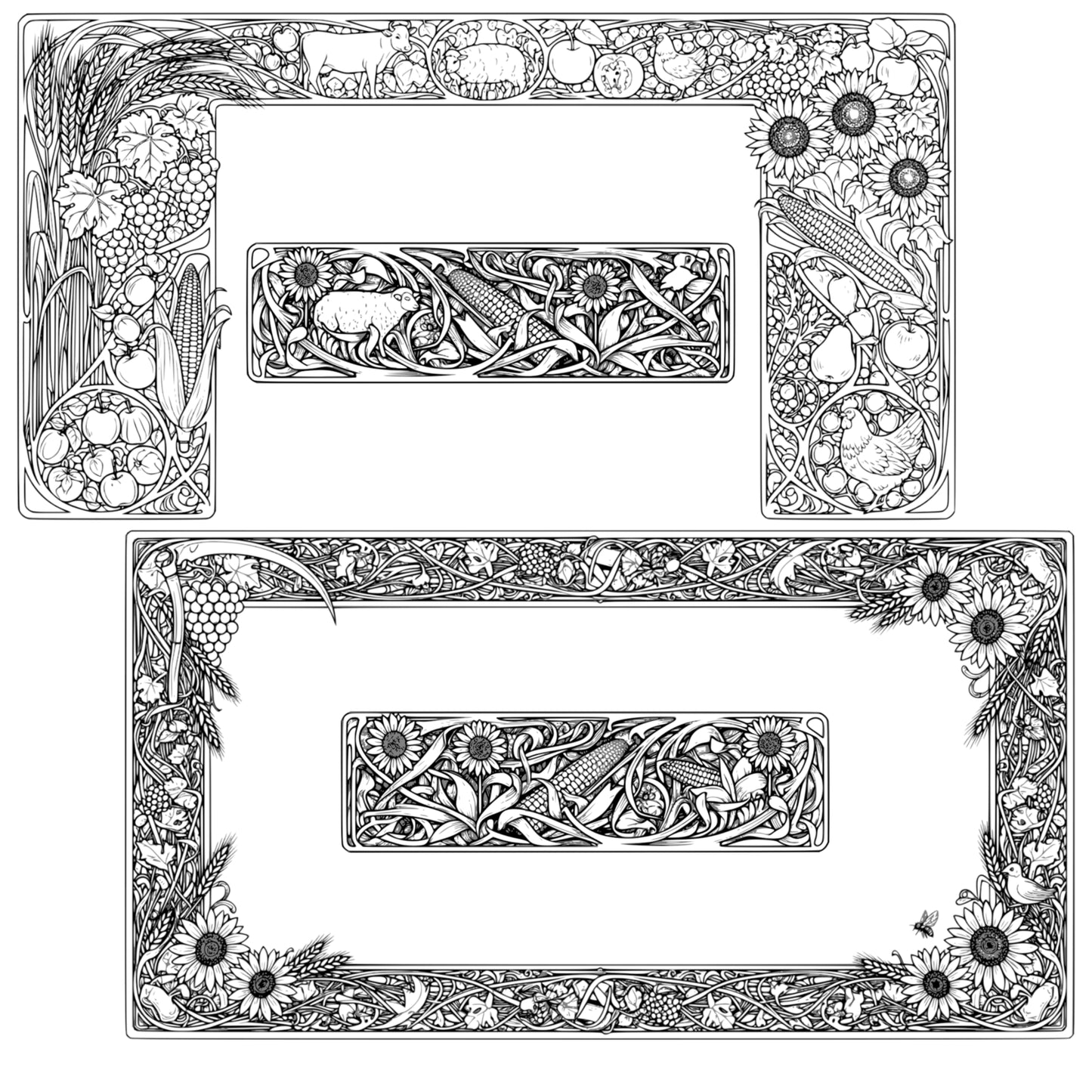 Farming and Harvest-themed Border Frames - Vintage Clipart, SVG, PNG (Digital Download)