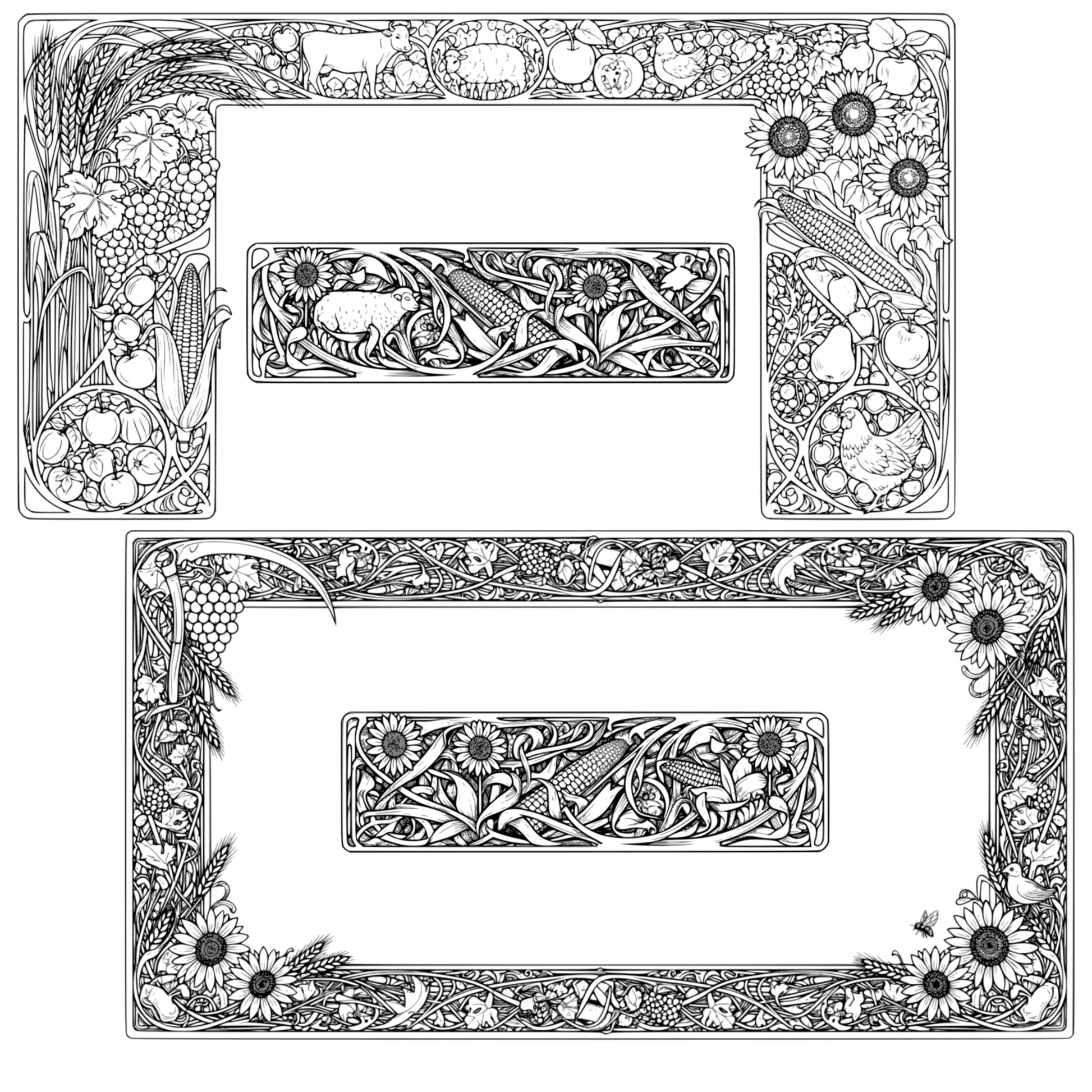 Farming and Harvest-themed Border Frames - Vintage Clipart, SVG, PNG (Digital Download)