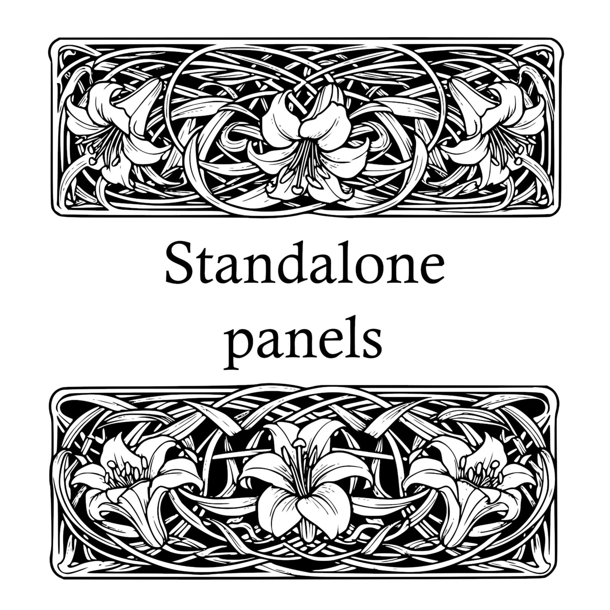 Lilies Border Frames - Vintage Flowers Clipart, SVG, PNG (Digital Download)