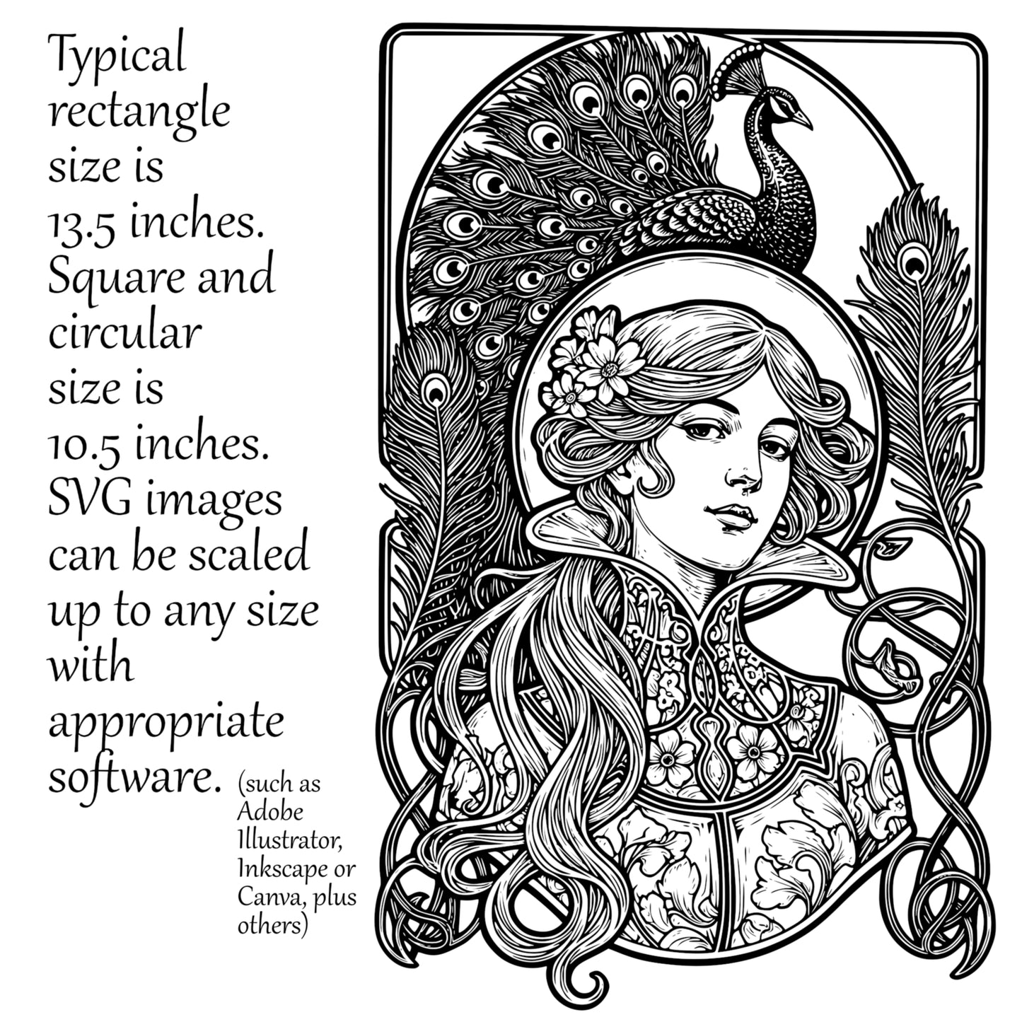 Art Nouveau Coloring Pages – Alphonse Mucha Style Women (Digital Download)