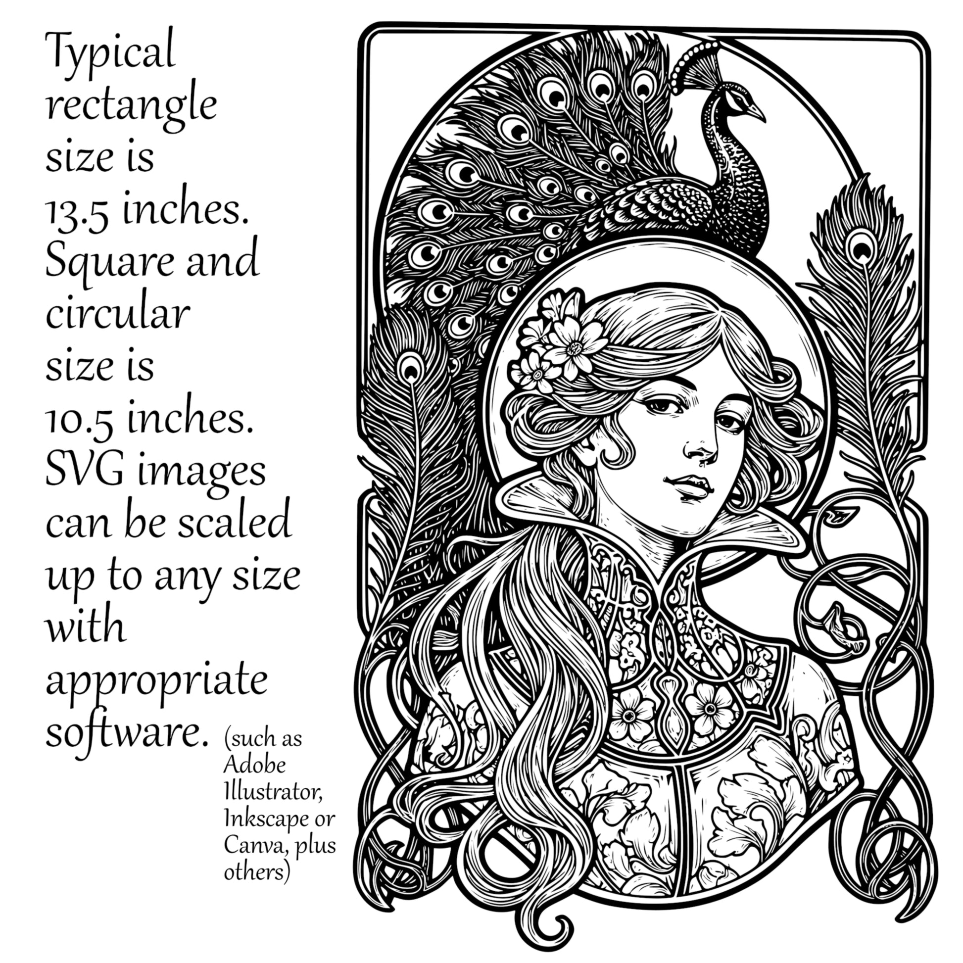 Art Nouveau Coloring Pages – Alphonse Mucha Style Women (Digital Download)