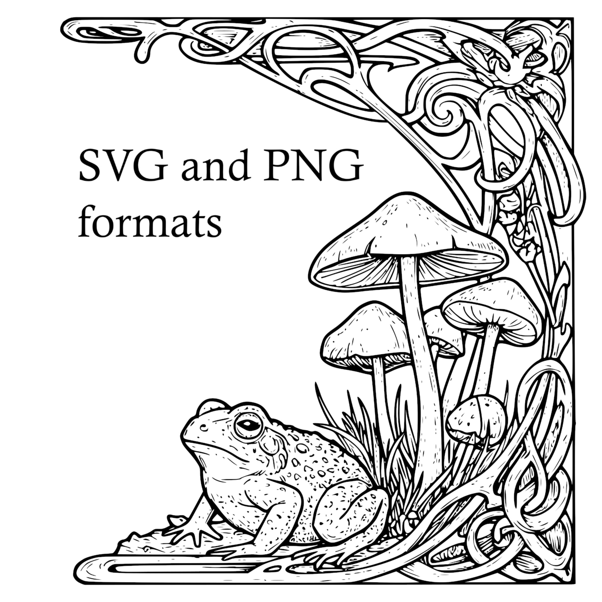 Digital Border Frames - Mushroom theme - Vintage styled Clipart, Wedding Invite Card Making