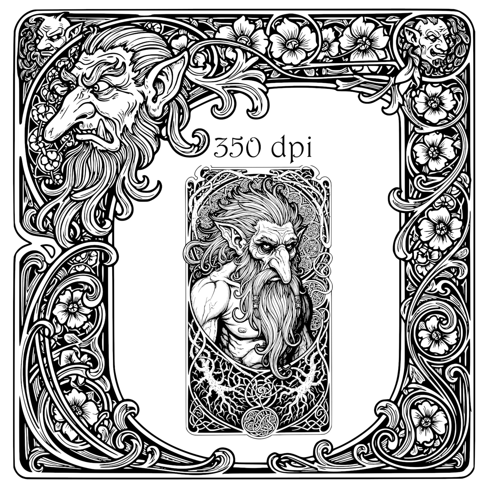 Ogres and Trolls Art Nouveau Page Borders, Corners and Extras. Digital Download - 42 Images