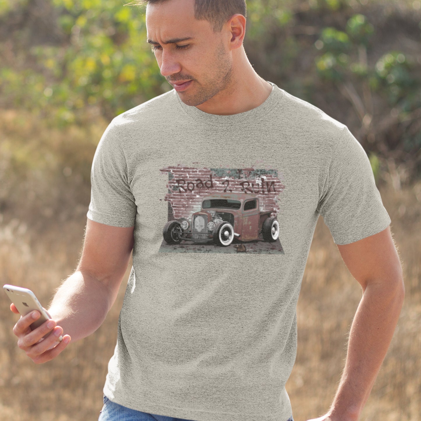 Rat Rod T-Shirt featuring Rusty Classic Truck with skull emblem