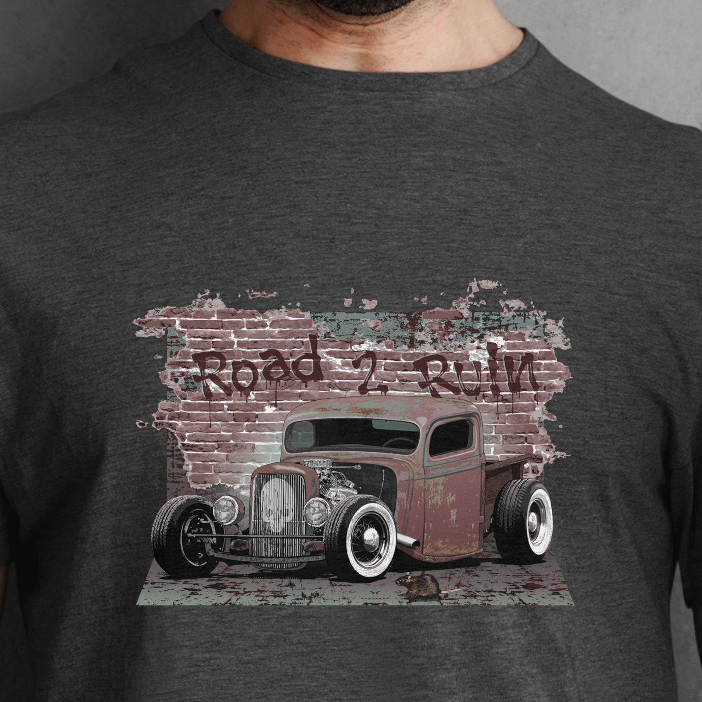 Rat Rod T-Shirt featuring Rusty Classic Truck with skull emblem