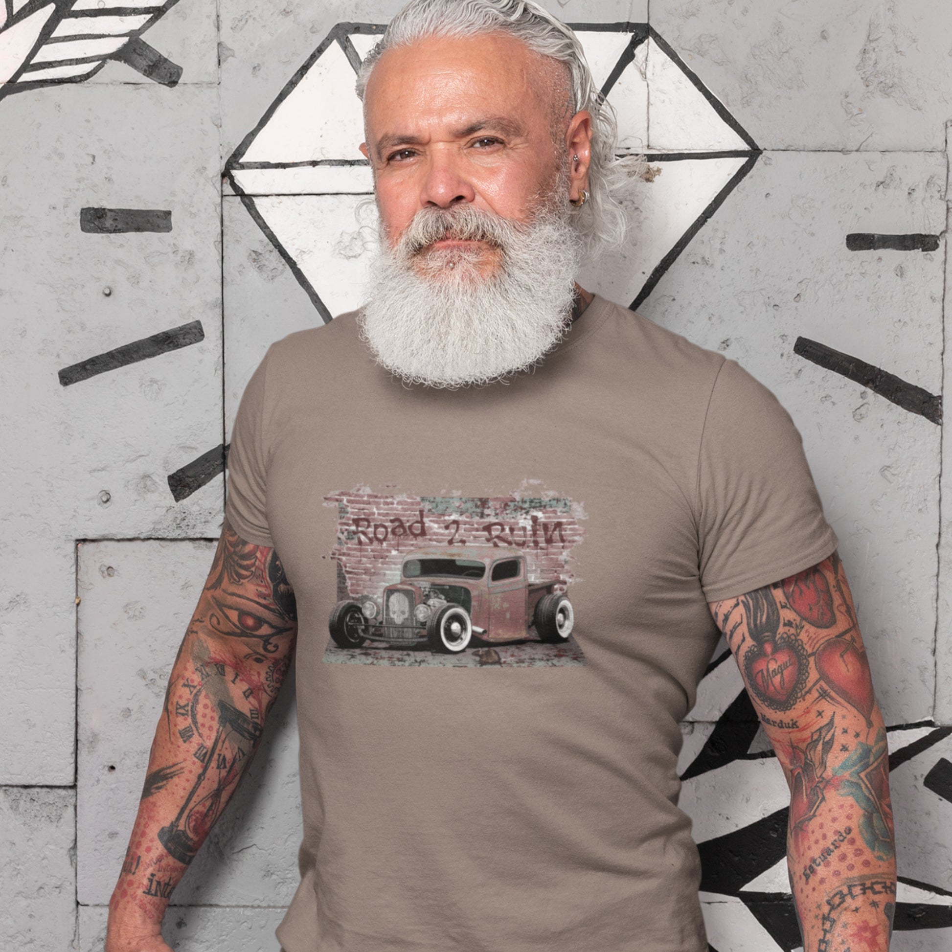 Rat Rod T-Shirt featuring Rusty Classic Truck with skull emblem