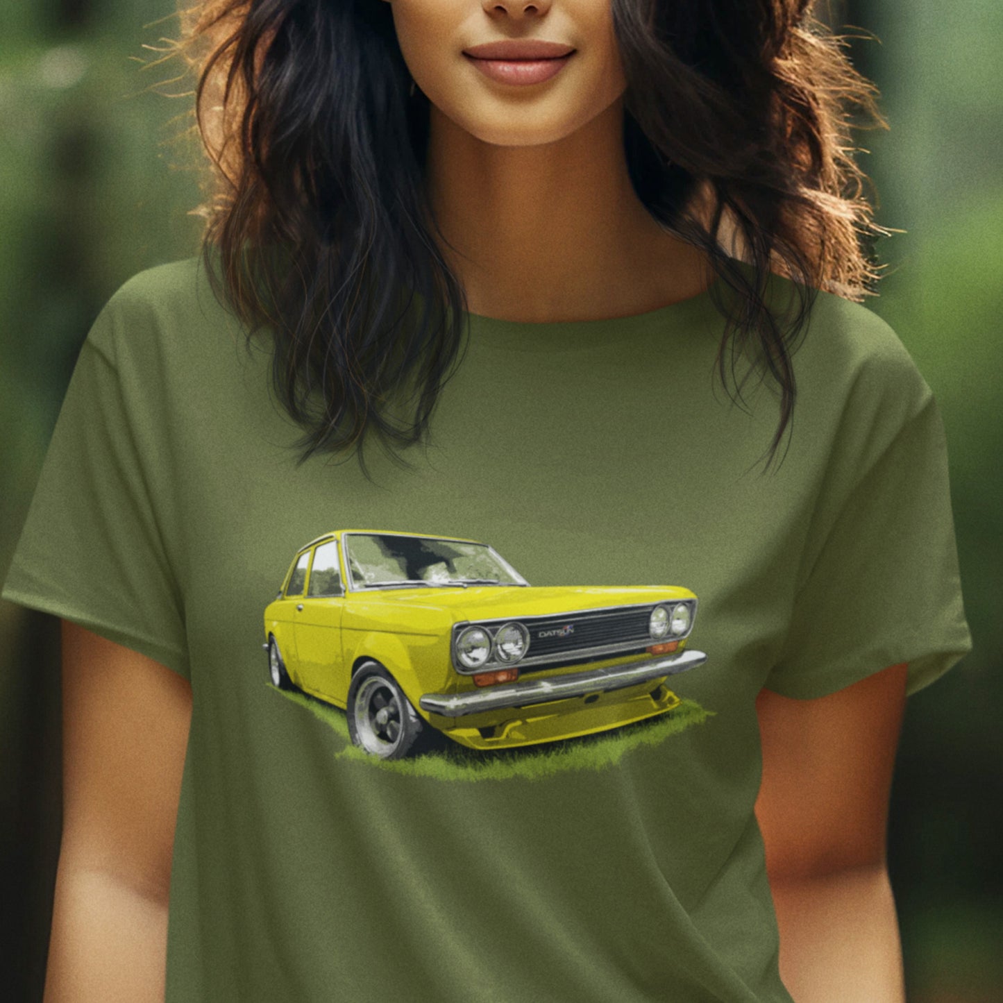 Classic Car shirt featuring a Yellow 71 Datsun 510 / 1600