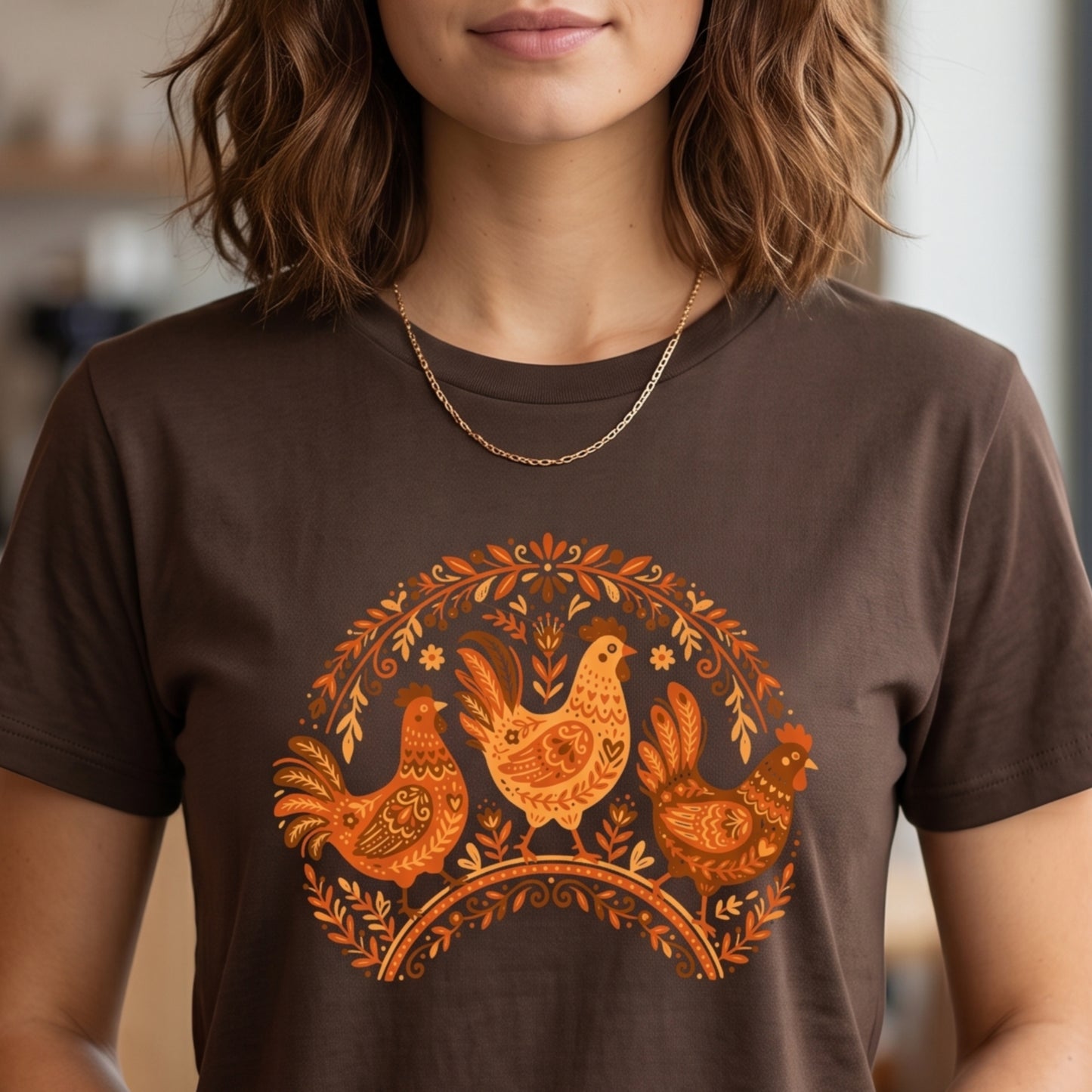 Folk Art Chicken Trio Tee | Unisex classic tee