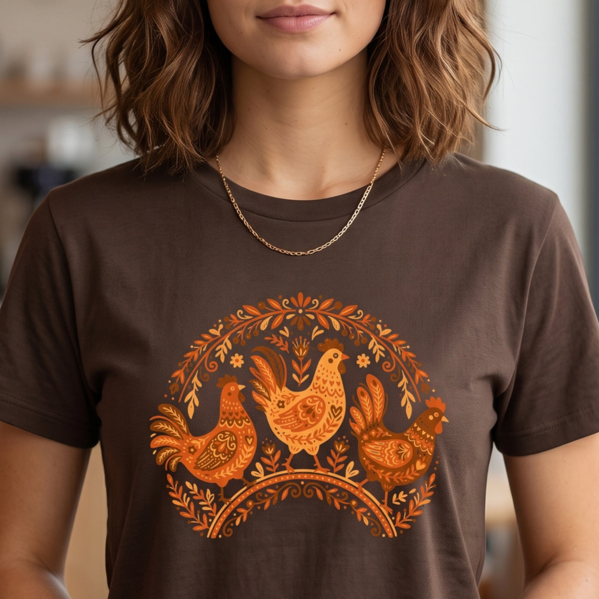 Folk Art Chicken Trio Tee | Unisex classic tee