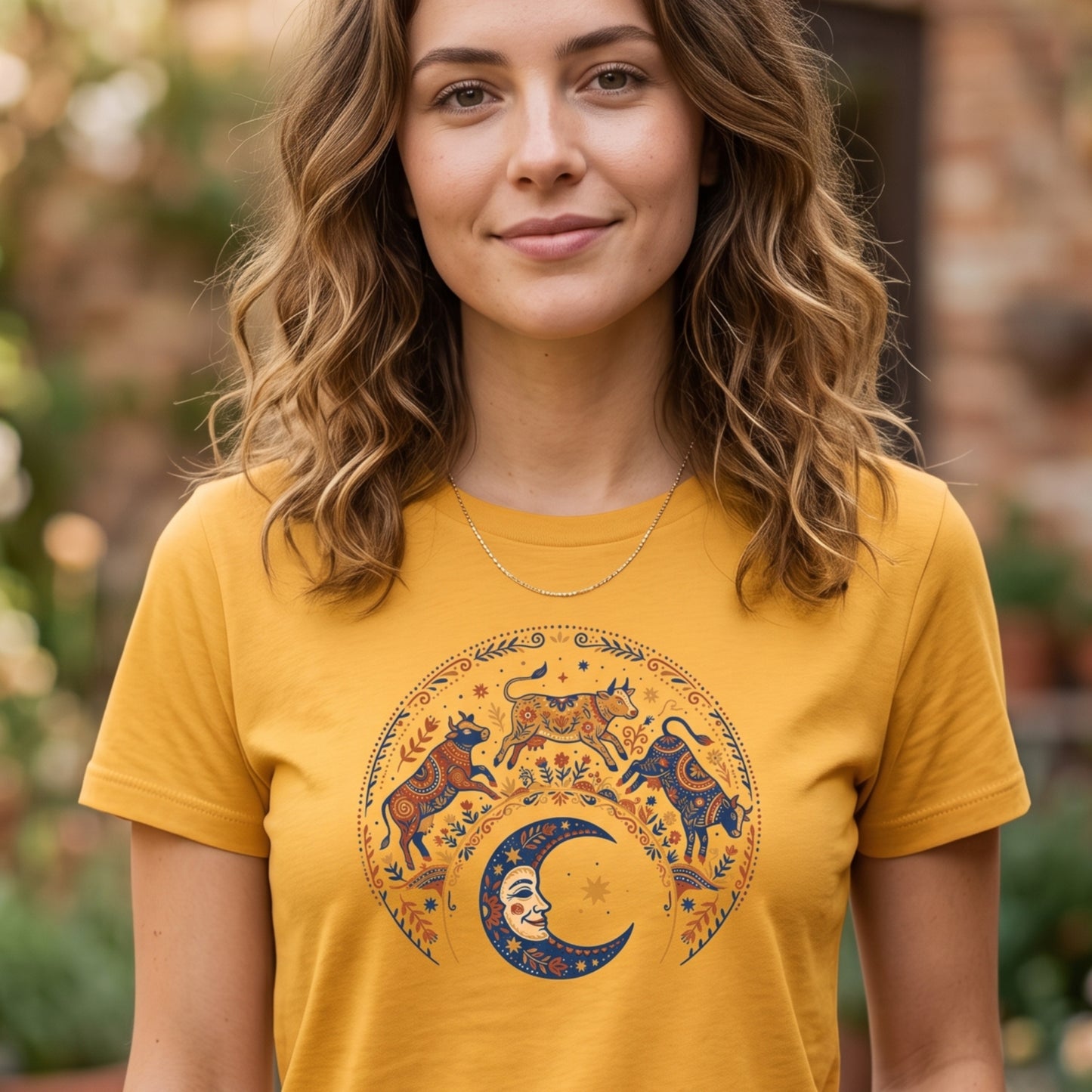 Folk Art Cow Trio with Moon Tee | Unisex classic tee