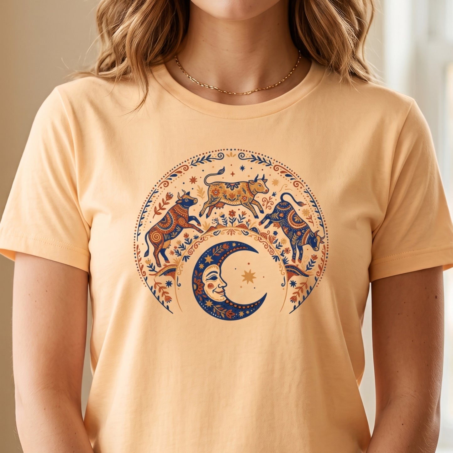 Folk Art Cow Trio with Moon Tee | Unisex classic tee