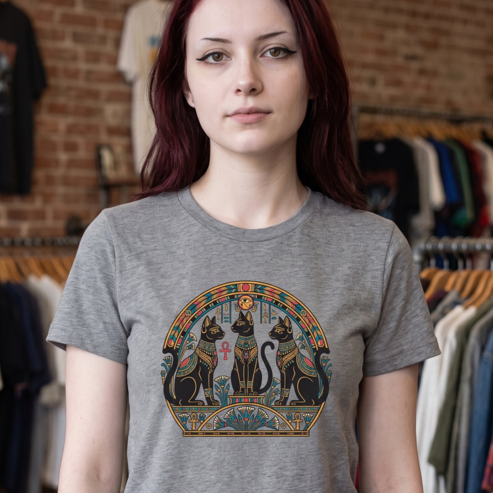 Egyptian Cat Shirt | Hieroglyphic Goddess Tee | Ancient Egypt Cat Art | Cat Lover Unisex classic tee