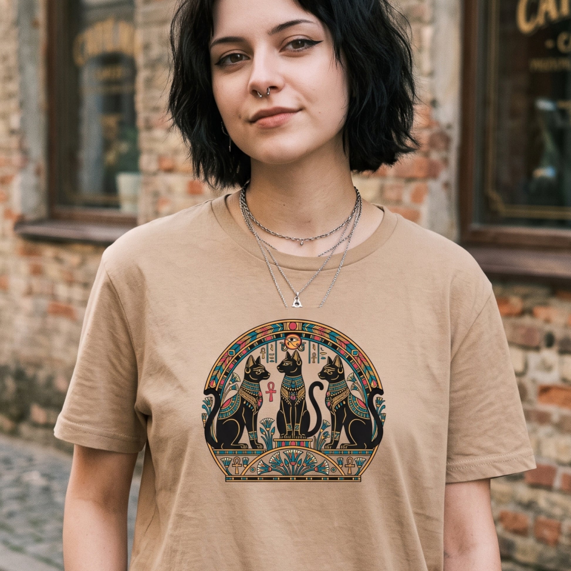 Egyptian Cat Shirt | Hieroglyphic Goddess Tee | Ancient Egypt Cat Art | Cat Lover Unisex classic tee