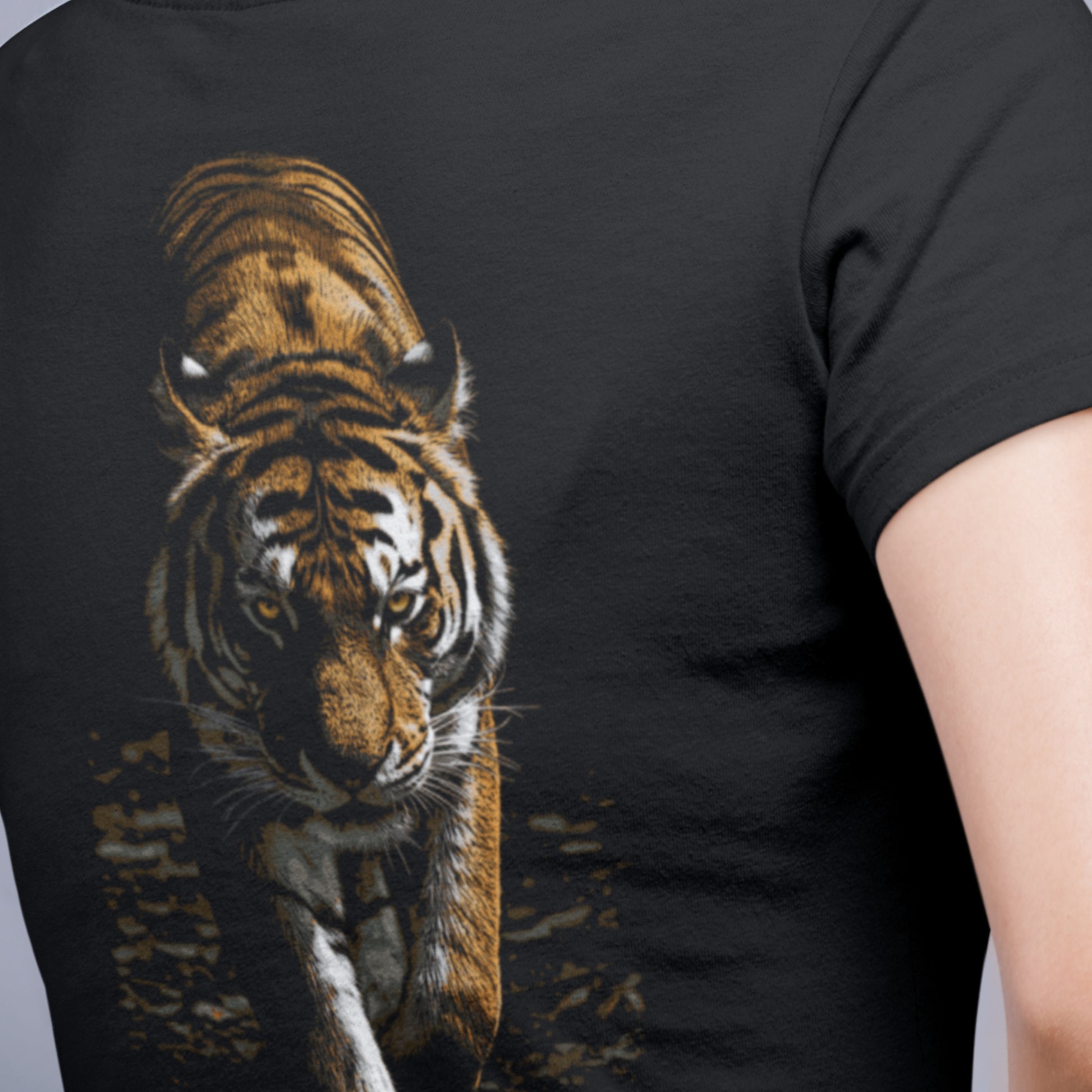 Wildlife Unisex t-shirt - Prowling Tiger Tee - Image on back - Big Cat