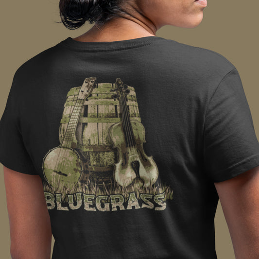 Bluegrass Unisex classic tee featuring Banjo and Fiddle - Image on back