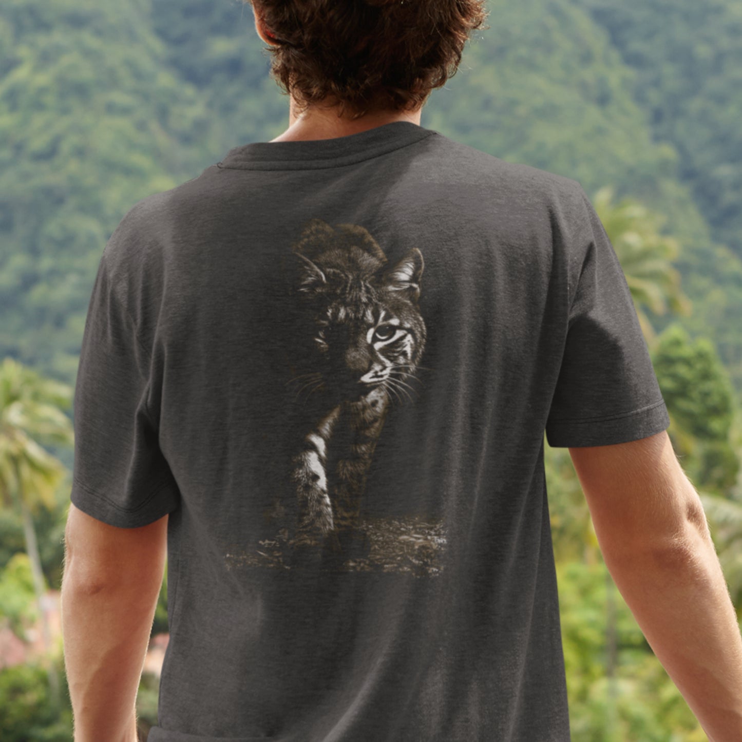 Wildlife Unisex t-shirt - Prowling Bobcat Tee - Image on back