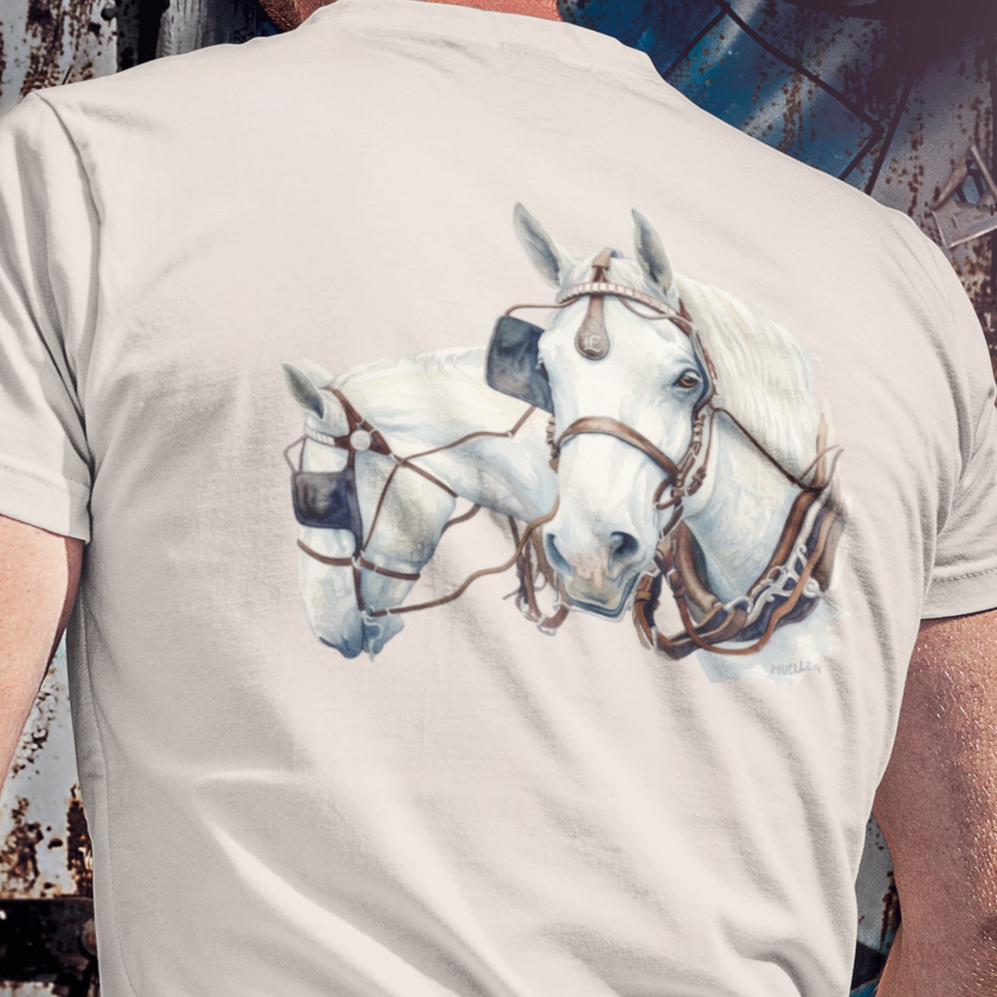 Draft Horses Unisex classic tee - American Cream pair of work horses