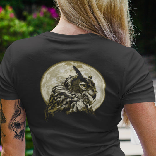 Great Horned Owl with Moon backdrop Unisex classic tee